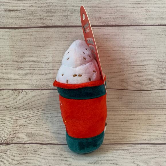 Happy Howlidays Gingerbread Puppuccino Dog Toy Plush Stuffed Squeaker Coffee Cup - Picture 4 of 9